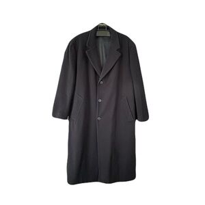 Brooks Brothers Mens Size 50 100% Wool Trench Overcoat Navy Blue Made in USA